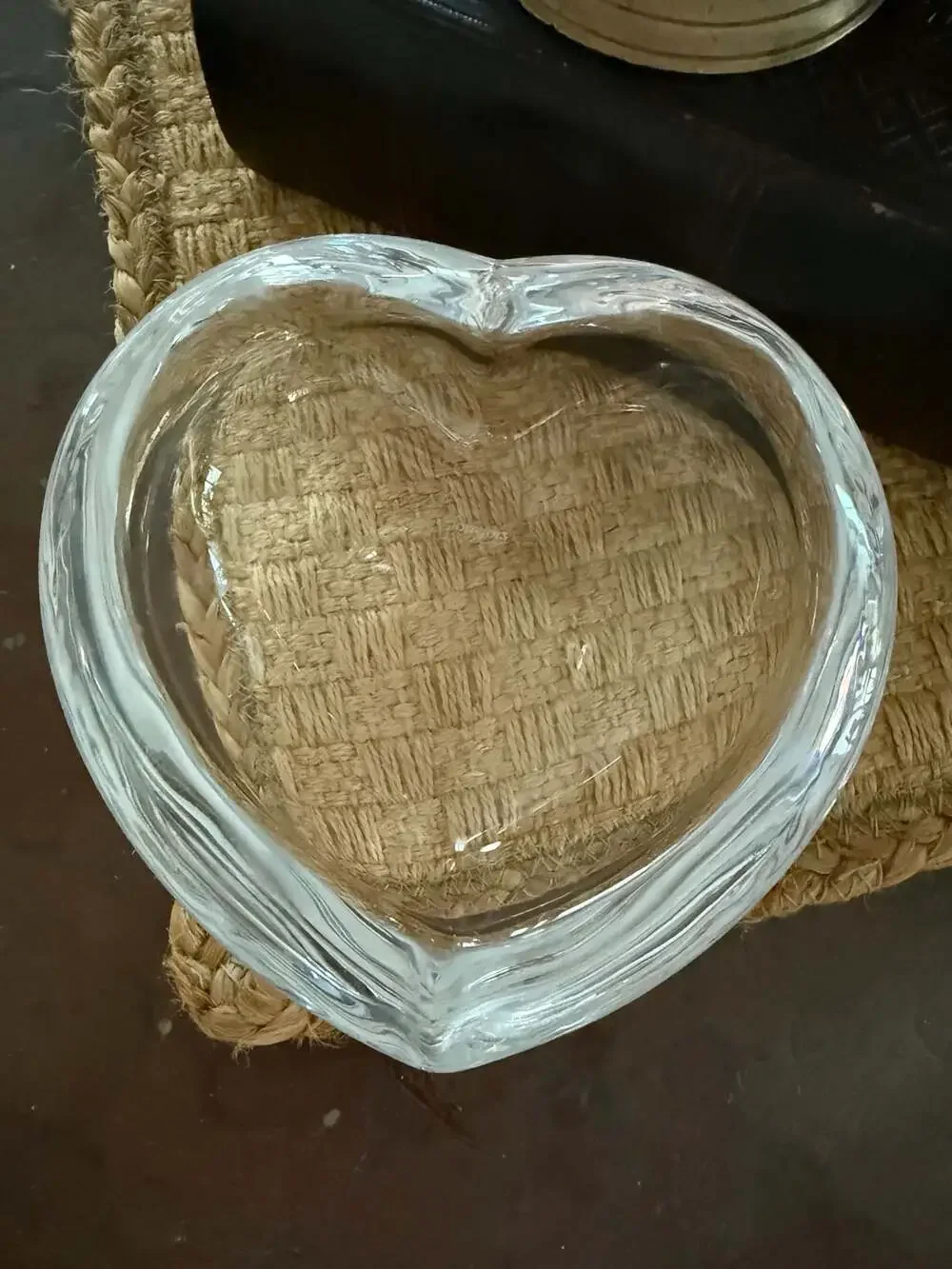 Orrefors Sweden Amour Heart Shaped Crystal Trinket Bowl